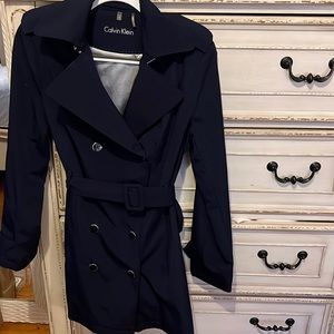 Navy blue Calvin Klein trench with black and silver buttons 💕